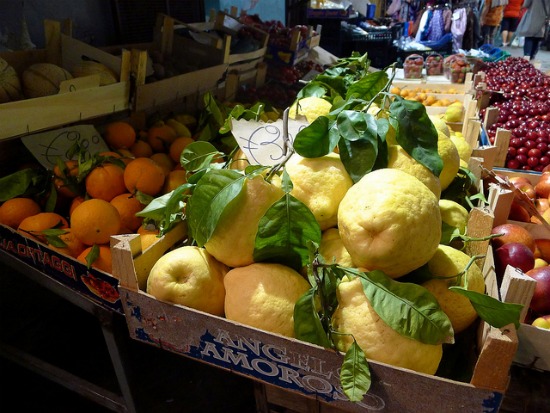 Shopping in Sorrento Italy for lemons
