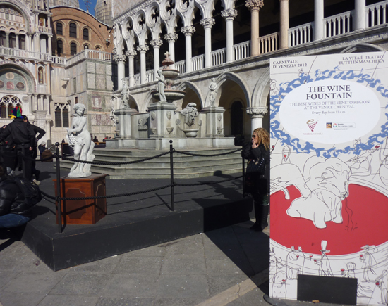 Venice Carnivale 2012, The Wine Fountain in Piazza San Marco, Photo credit: Leslie Rosa